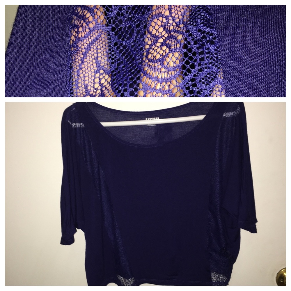 Express crop top w/ lace cut-out detail XS